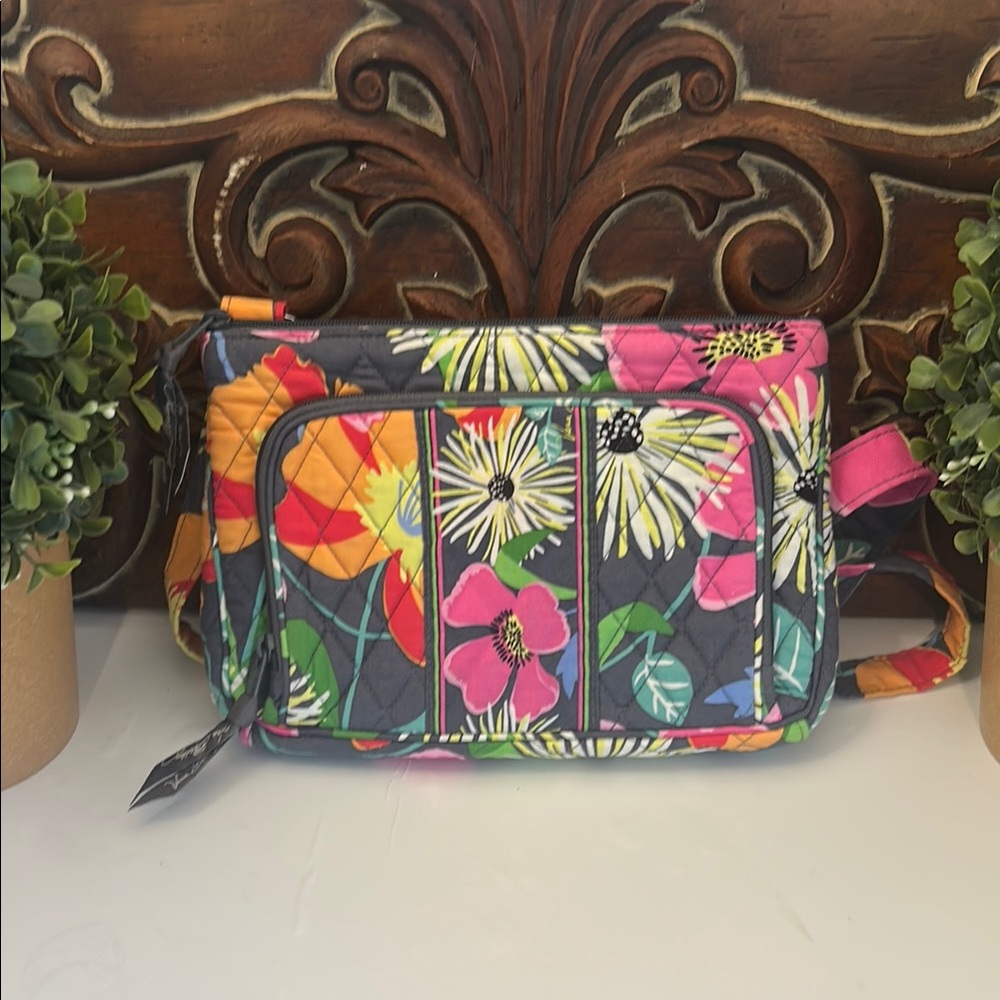 Vera Bradley Floral Quilted Women's Bag grey and pink